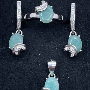 New! 4 Piece Sterling Silver & Aventurine Set